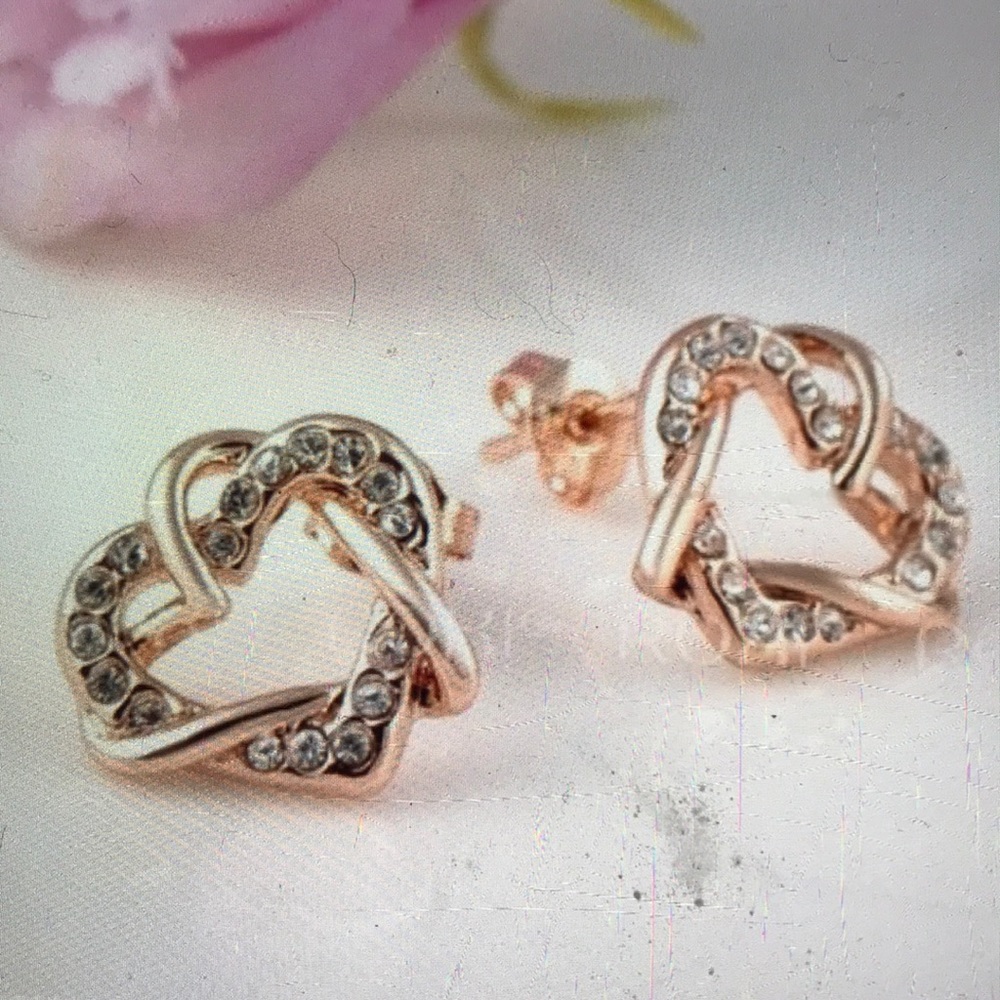 Roxi 18K Platinum/Rose Gold Plated Heart Earrings